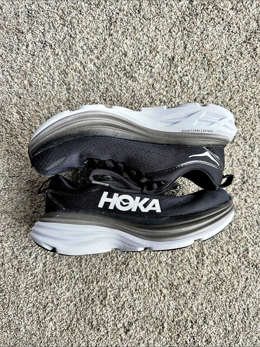HOKA Bondi 8 Athletic Shoes Black & White US 5B